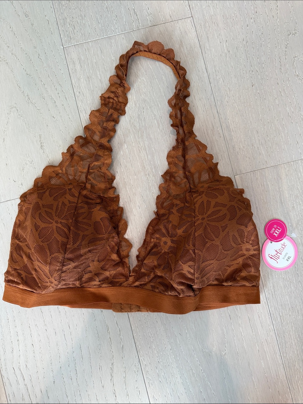 flirtitude Brown Lace Halter Bralette